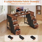 Computer Desk with 8 Fabric Drawers Home Office