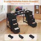 Computer Desk with 8 Fabric Drawers Home Office