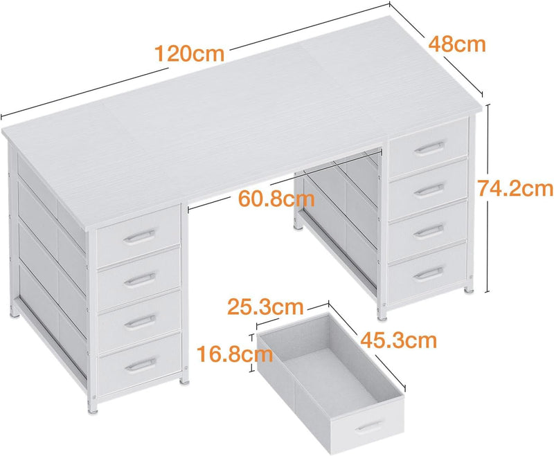 Computer Desk with 8 Fabric Drawers Office Storage