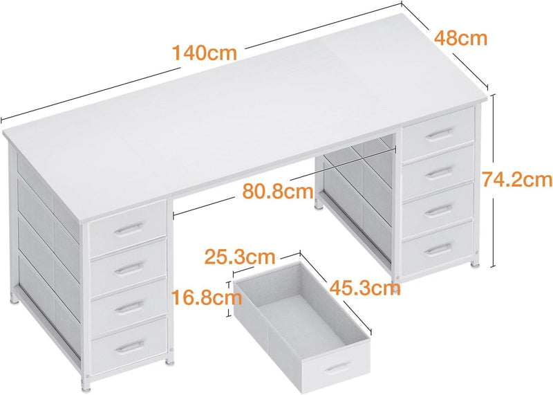 Computer Desk with 8 Fabric Drawers Office Storage