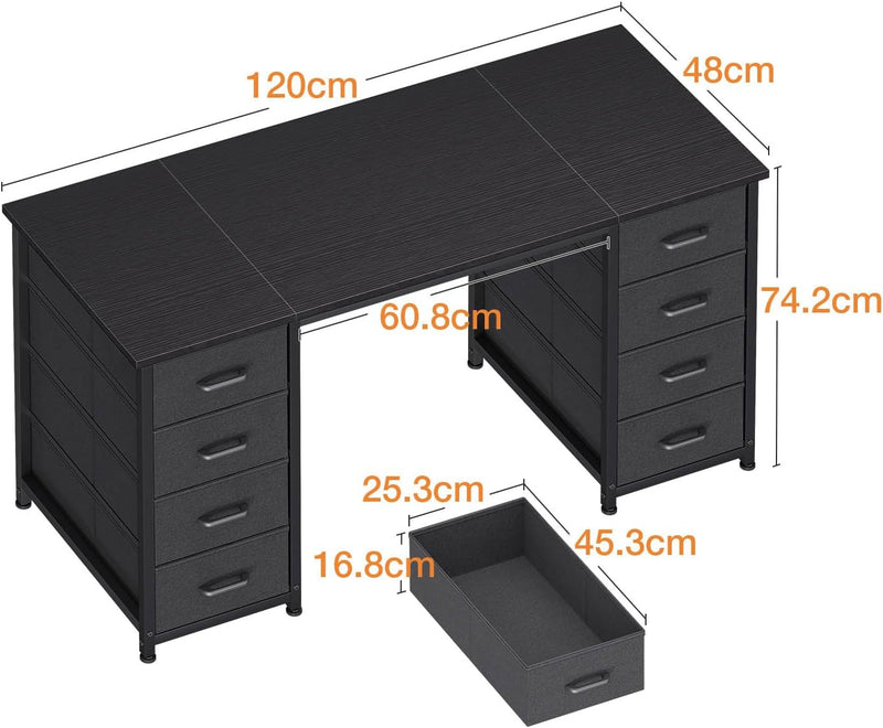 Computer Desk with 8 Fabric Drawers Office Storage