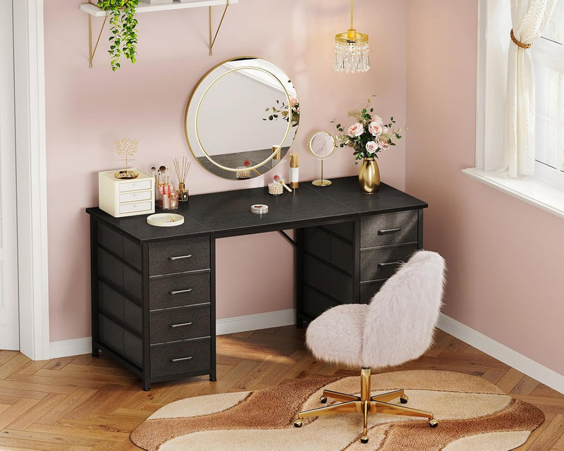 Computer Desk with 8 Fabric Drawers Office Storage