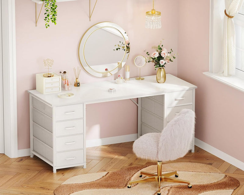 Computer Desk with 8 Fabric Drawers Office Storage