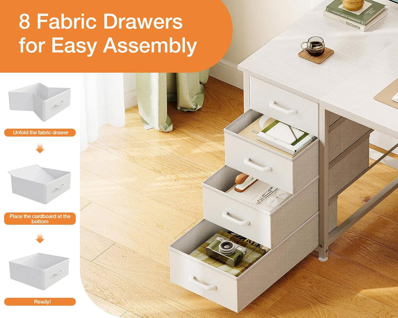 Computer Desk with 8 Fabric Drawers Office Storage