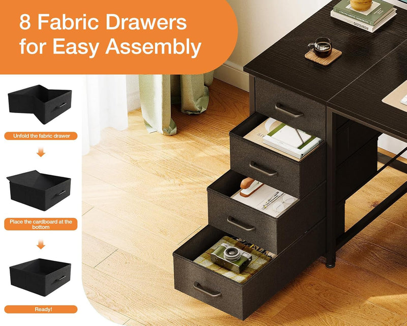 Computer Desk with 8 Fabric Drawers Office Storage