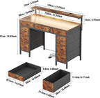 Computer Desk with 9 Drawers LED Light 120