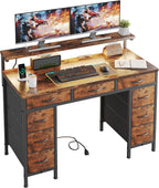 Computer Desk with 9 Drawers LED Light 120