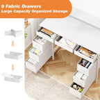 Computer Desk with 9 Drawers LED Light 120
