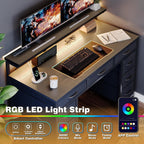 Computer Desk with 9 Drawers LED Light 120