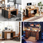 Computer Desk with 9 Drawers LED Light 120