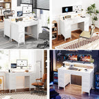 Computer Desk with 9 Drawers LED Light 120