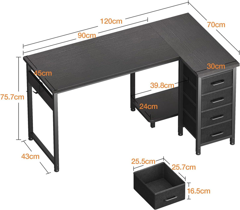 Computer Desk with Drawers Corner