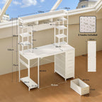 Computer Desk with Drawers Display Shelves