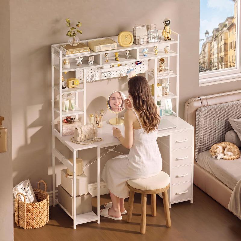 Computer Desk with Drawers Display Shelves