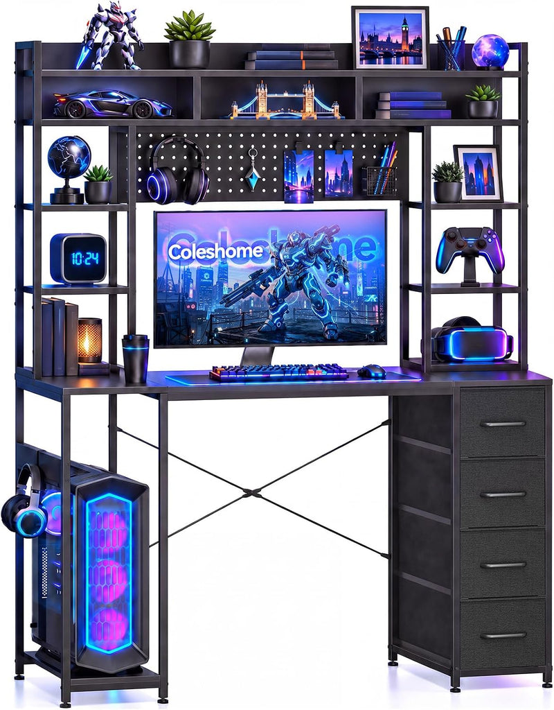 Computer Desk with Drawers Display Shelves