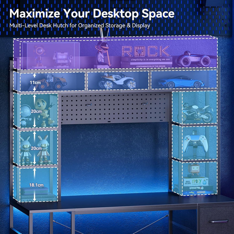 Computer Desk with Drawers Display Shelves