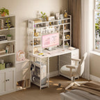 Computer Desk with Drawers Display Shelves