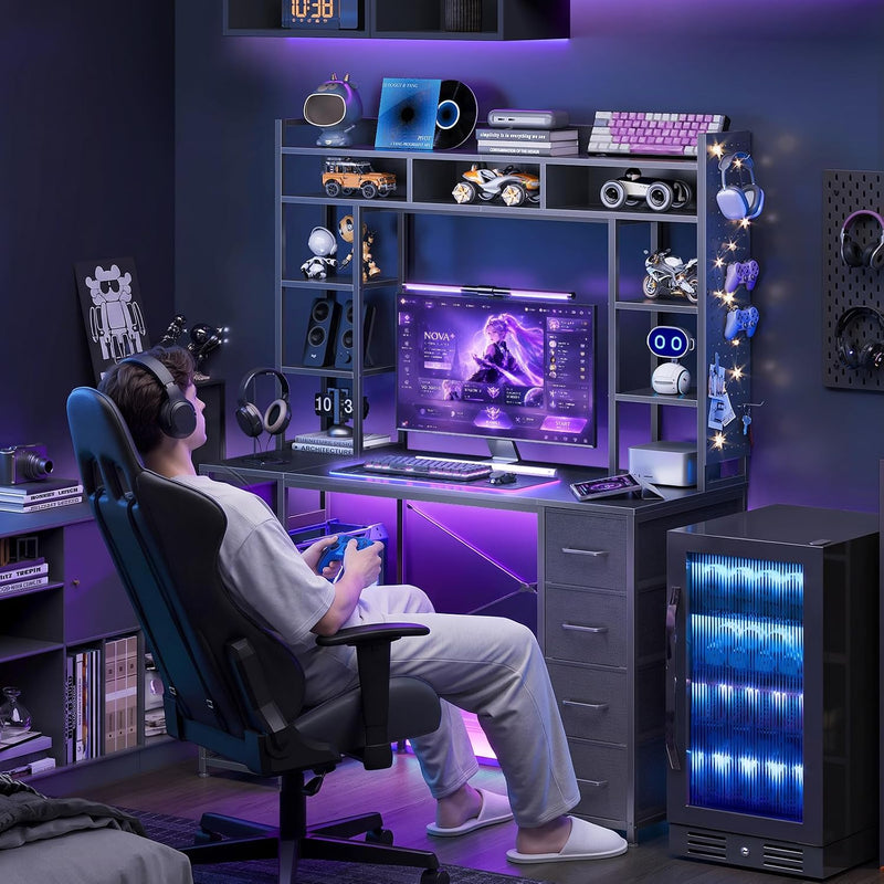 Computer Desk with Drawers Display Shelves