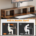 Computer Desk with Drawers Gaming Fixed Monitor Stand