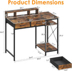 Computer Desk with Drawers Gaming Fixed Monitor Stand