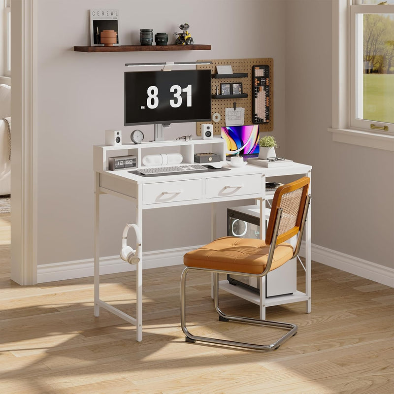 Computer Desk with Drawers Gaming Fixed Monitor Stand