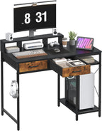 Computer Desk with Drawers Gaming Fixed Monitor Stand