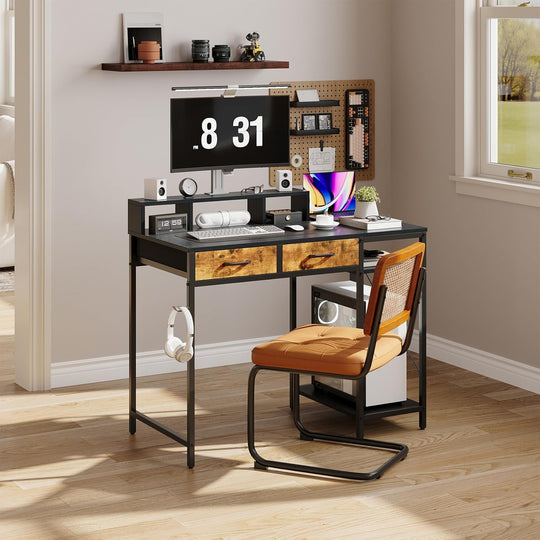 Computer Desk with Drawers Gaming Fixed Monitor Stand