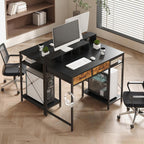 Computer Desk with Drawers Gaming Fixed Monitor Stand