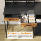 Computer Desk with Drawers Gaming Fixed Monitor Stand