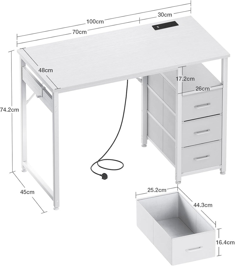 Computer Desk with Drawers Office Sockets