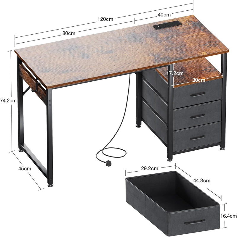 Computer Desk with Drawers Office Sockets