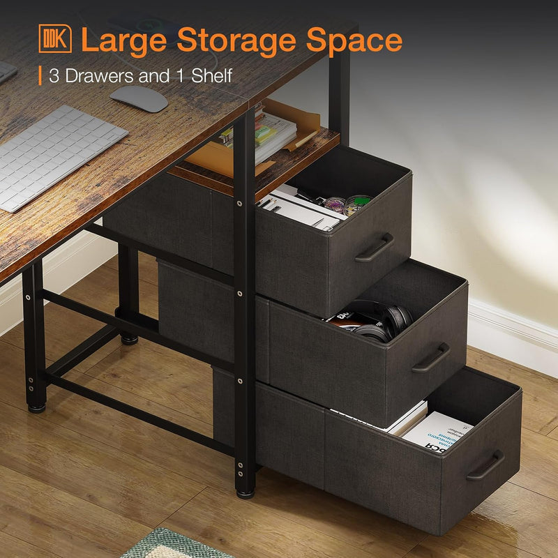 Computer Desk with Drawers Office Sockets