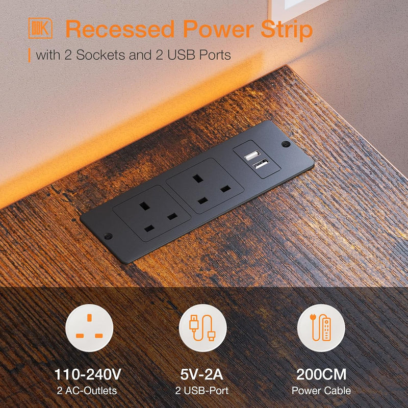 Computer Desk with Drawers Office Sockets