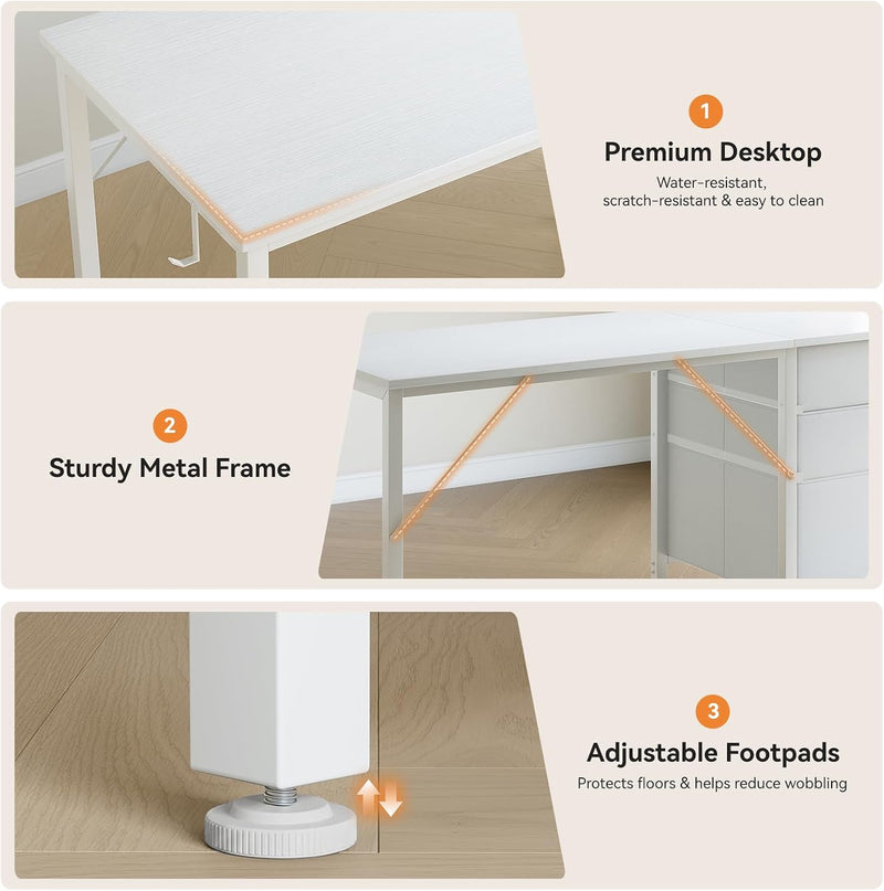 Computer Desk with Drawers Office Storage