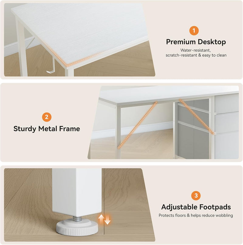 Computer Desk with Drawers Office Storage