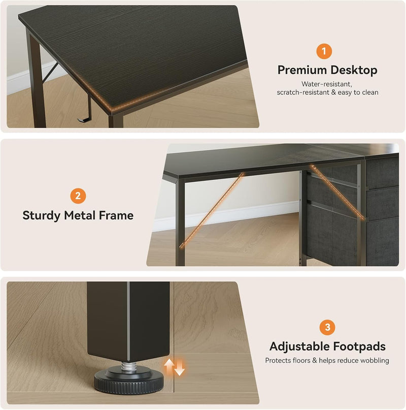 Computer Desk with Drawers Office Storage
