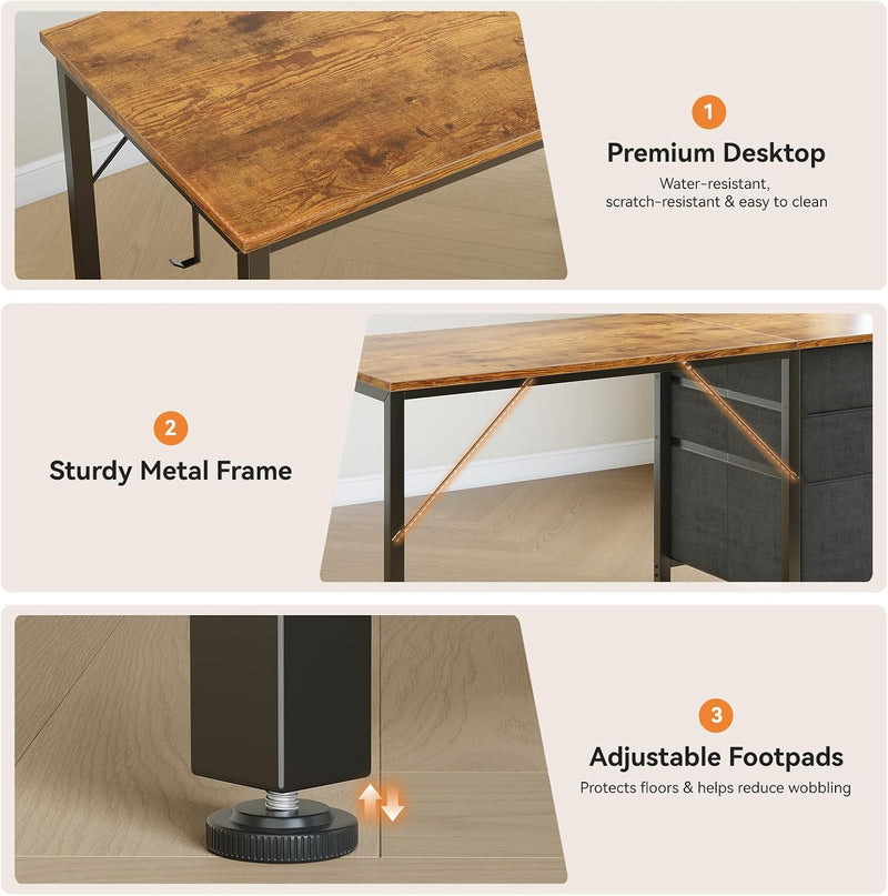 Computer Desk with Drawers Office Storage