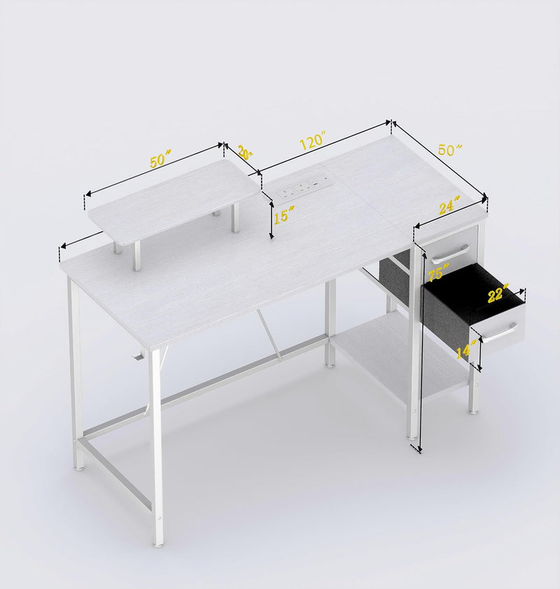 Computer Desk with Drawers Power Outlets Office