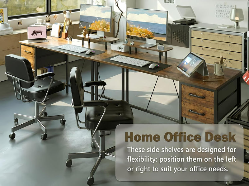 Computer Desk with Drawers Power Outlets Office