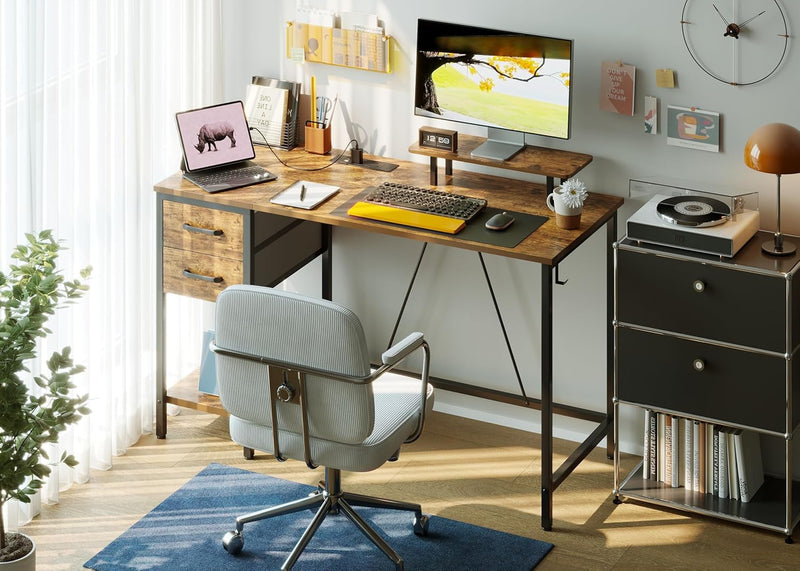 Computer Desk with Drawers Power Outlets Office
