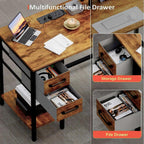Computer Desk with Drawers Power Outlets Office