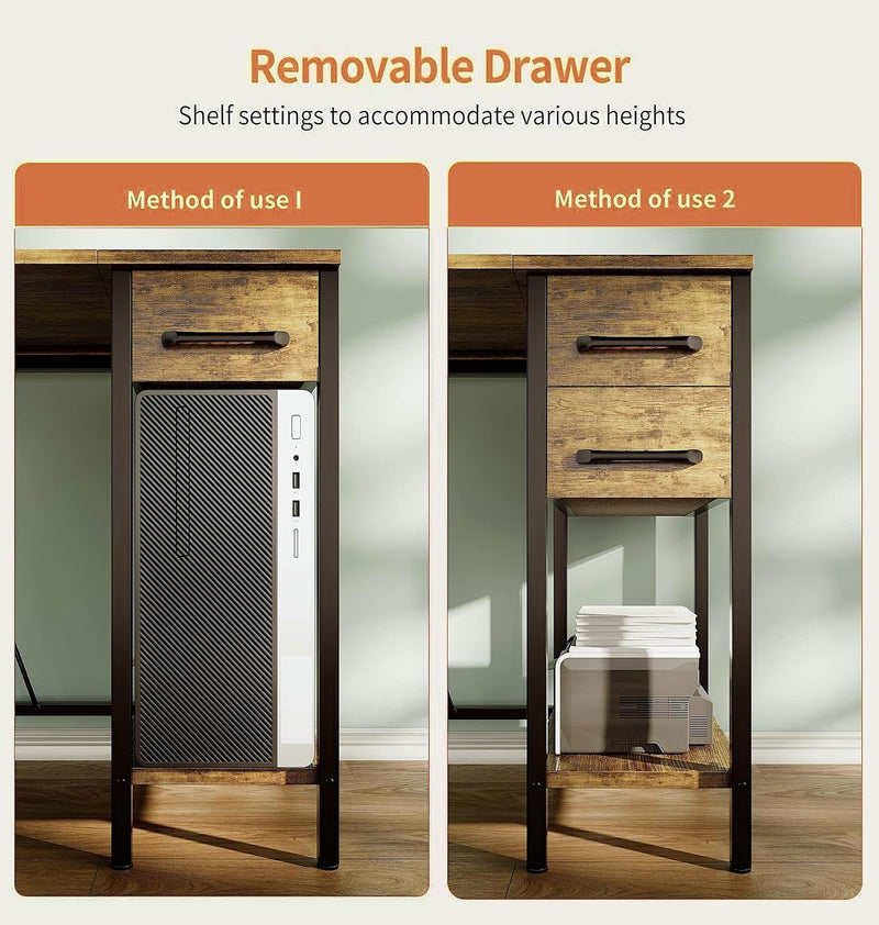 Computer Desk with Drawers Power Outlets Office