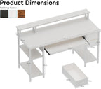 Computer Desk with Drawers Power Outlets Office Storage