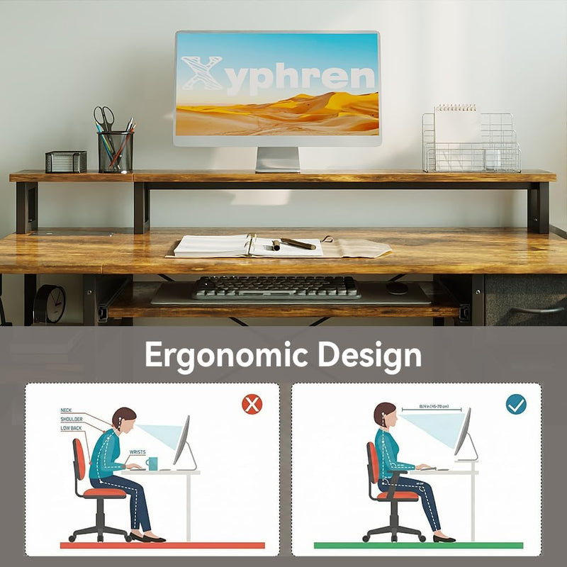 Computer Desk with Drawers Power Outlets Office