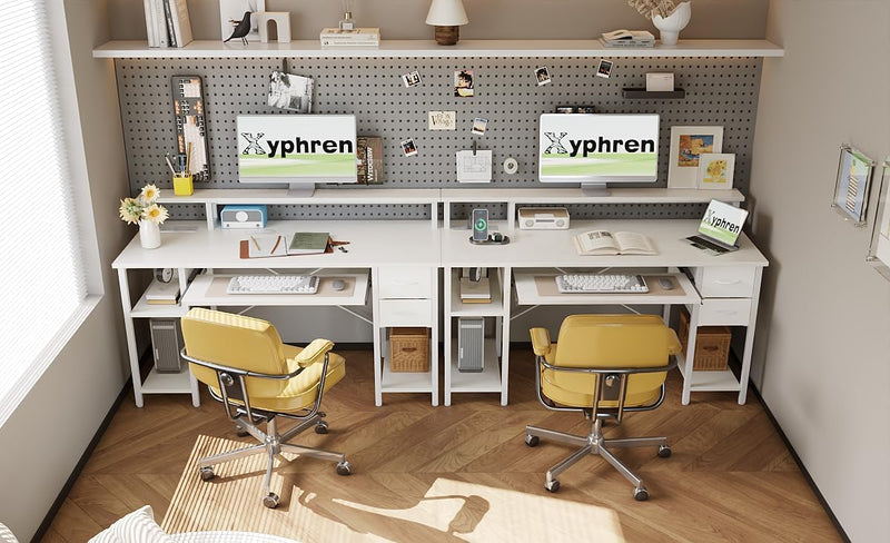 Computer Desk with Drawers Power Outlets Office