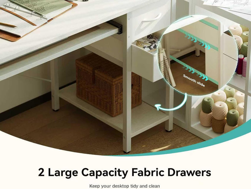 Computer Desk with Drawers Power Outlets Office