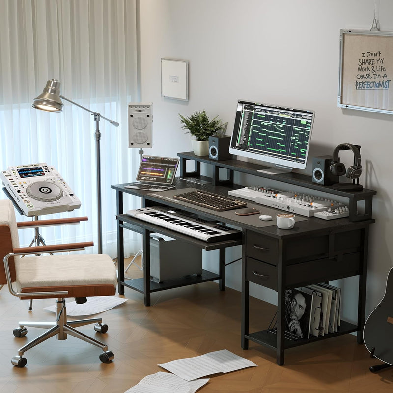 Computer Desk with Drawers Power Outlets Office