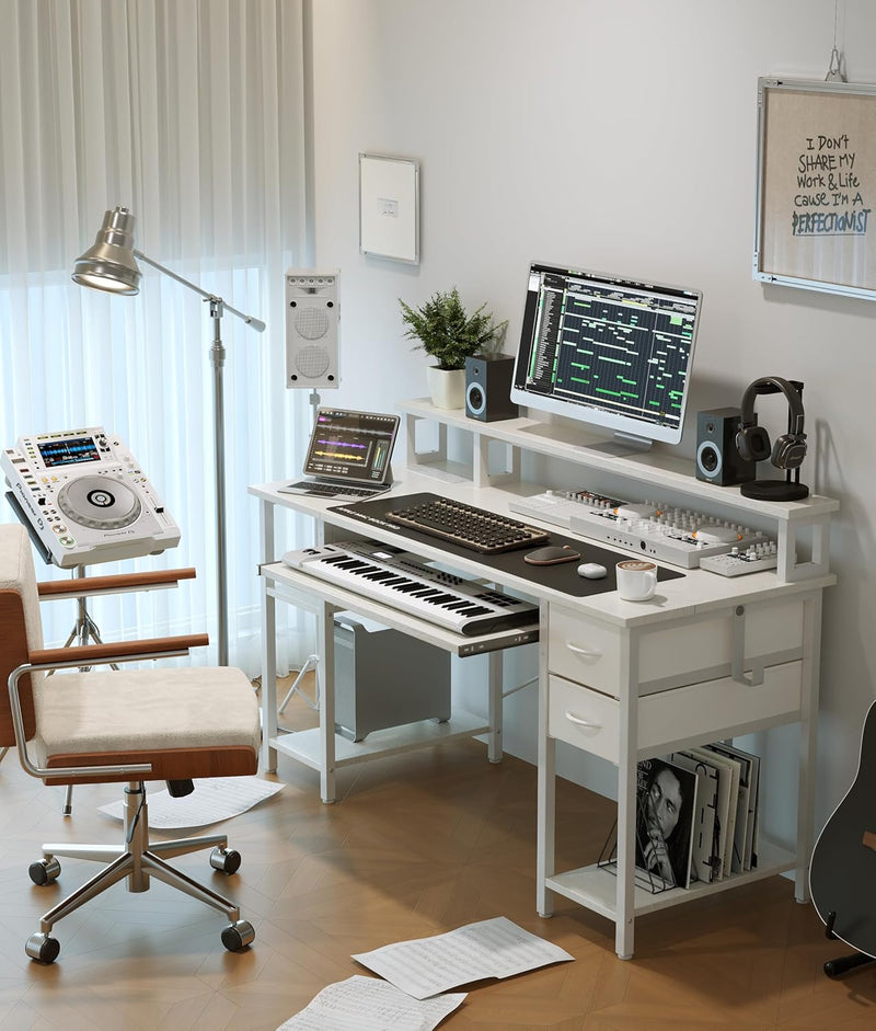 Computer Desk with Drawers Power Outlets Office