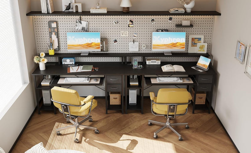 Computer Desk with Drawers Power Outlets Office