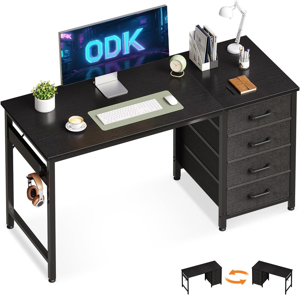 Computer Desk with Drawers Reversible Office